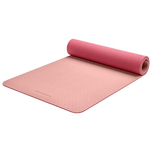 Retrospec Zuma Yogamatte mit Nylon-Tragegurt für Damen und Herren – rutschfeste Trainingsmatte für Hot Yoga, Pilates, Stretching, Boden- und Fitness-Workouts – Rouge