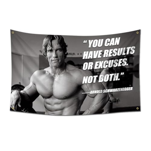 Arnold Schwarzenegger "You Can Have Results or Excuses Not Both Motivational Gym Banner Inspire Your Workout with this Banner Perfect Fitness Wall Decor for Gym, Dorm Stay Motivated with Cool