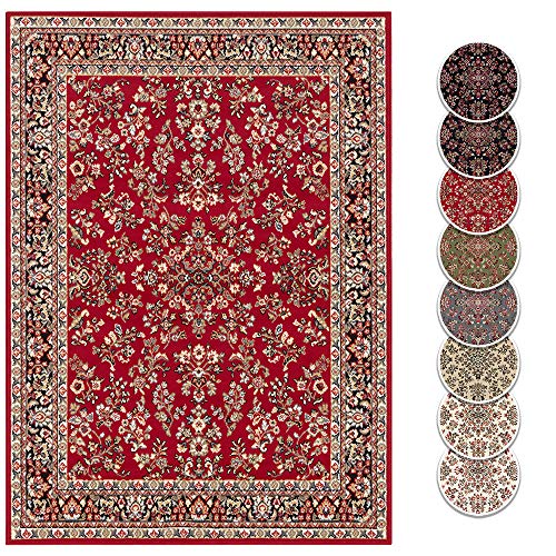 Hanse Home Design Kurzflor Wohnzimmerteppich Orient - Zabul Perser Look, Orientalischer Teppich für Esszimmer, Wohnzimmer, Schlafzimmer - Rot, 180x260 cm