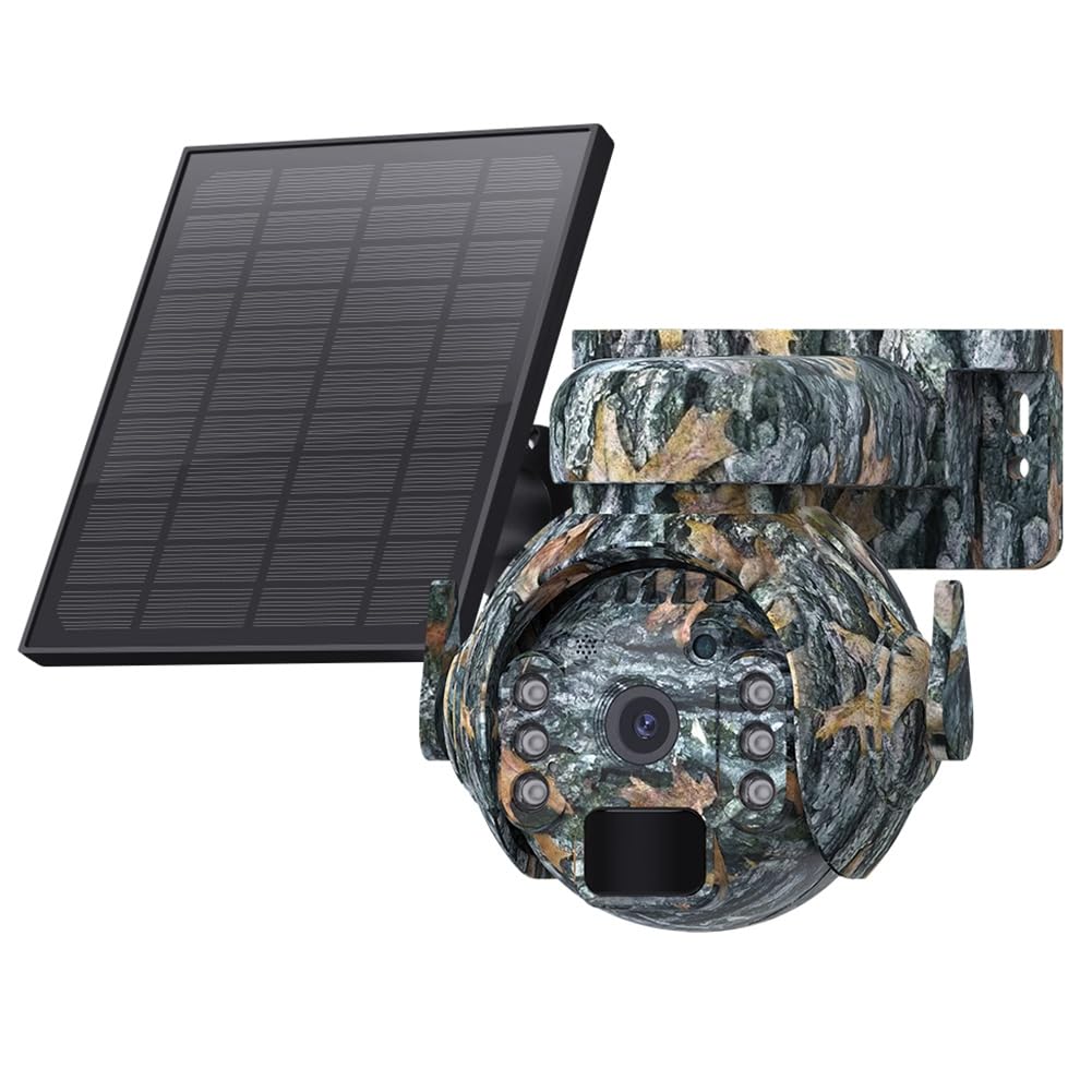 Qtynudy 3MP 4G Solarbetriebene Kamera für Den Außenbereich, WLAN, Wildtierkamera, Wasserdicht, Infrarot-Nachtsicht, Bewegungsaktiviert, Langlebig (C)