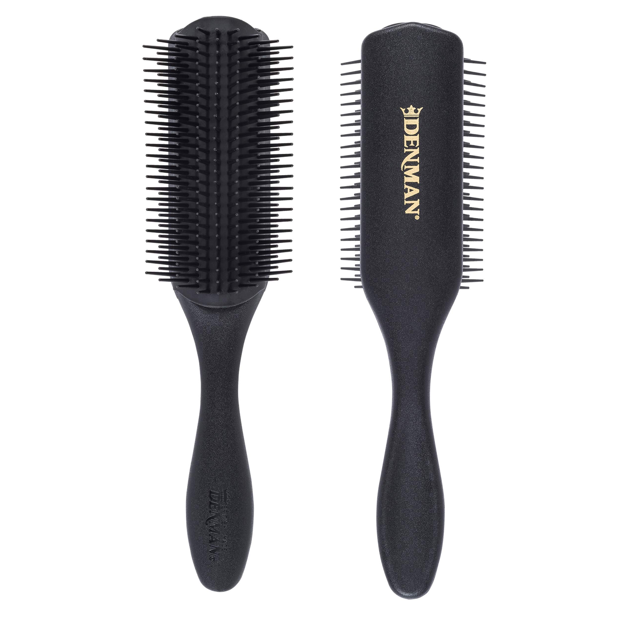 Denman Haarbürste D4M (Langhaarbürste), zum Stylen und Glätten langer Haare, antistatisches Gummikissen und Nylonborsten, 9-reihig, schwarz | 1er Pack
