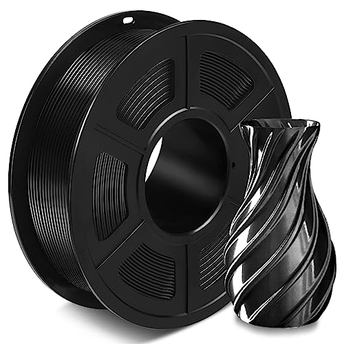 SUNLU Silk PLA+ Filament 1.75mm, Glänzendes 3D Drucker Filament, PLA Plus Filament mit Seidige Druckoberfläche, Maßgenauigkeit +/-0.02 mm, 1KG Seide Schwarz