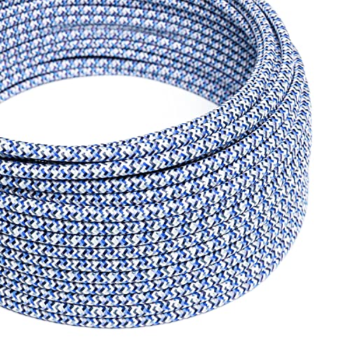 creative cables Textilkabel rund, Pixel türkis mit Seideneffekt, RX03-10 Meter, 3x0.75