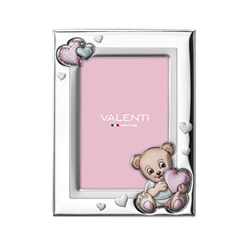 Valenti&Co - Silberner Rahmen mit Teddybär oder Nachttisch für das Schlafzimmer, perfekt als Tauf- oder Geburtstagsgeschenk