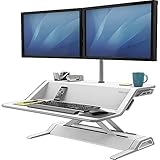 Fellowes Sitz-Steh Desktop Aufsatz Lotus - REGT zu mehr Bewegung bei der Schreibtischarbeit an - mit 22 Höheneinstellungen und Kabelmanagement - ergonomisch - weiß - 1 Stück