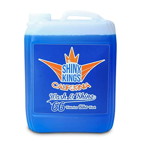 Shinykings Wash&Shine 66 WASSERLOSER Motorrad-Reiniger | Kratzfreie Pflege & Glanz-Effekt für Lack, Chrom-, Alufelgen, Leder & Kunststoff | 5 L Kanister umweltfreundlich & biologisch abbaubar