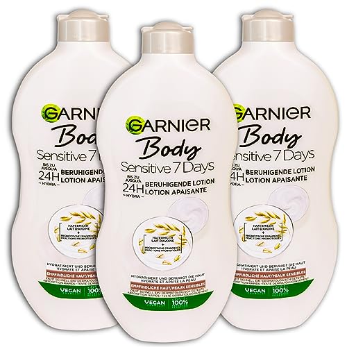 3 er Pack Garnier Body Sensitive 7 Tage Beruhigende Milk mit Hafermilch 3 x 400 ml