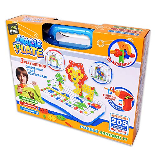 TE-Trend Puzzle Mosaik Steckspiel nach Art Montessori Spielzeug Kinderwerkzeug Pädagogisches Kinderspielzeug ab 3 4 5 6 Jahre 205-teilig Mehrfarbig