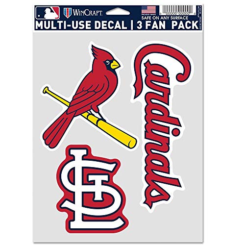 WinCraft MLB St. Louis Cardinals Aufkleber, vielseitig einsetzbar, 3 Stück, Teamfarben, Einheitsgröße