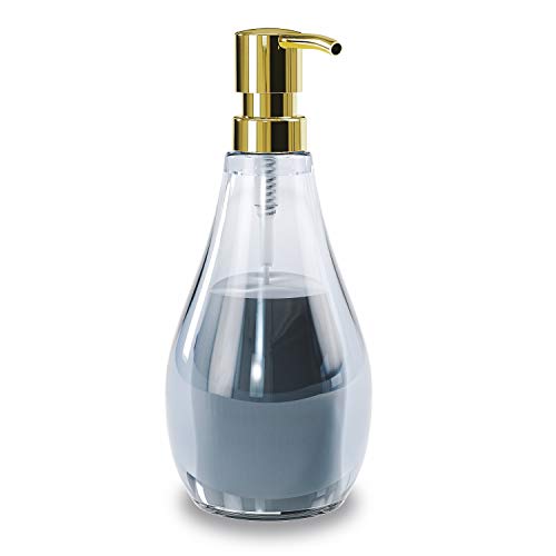 Umbra Droplet Seifenspender, Flüssigseifenspender und Spülmittelspender mit 280ml Fassungsvermögen aus Acrylglas für Badezimmer und Küche, Denim Blau, normal