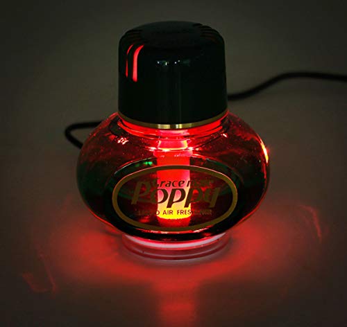 Lufterfrischer Original Grace Mate Poppy mit roter LED Beleuchtung, Duft Inhalt 150 ml, 24 Volt Anschluss für LKW (Duft Pinie)