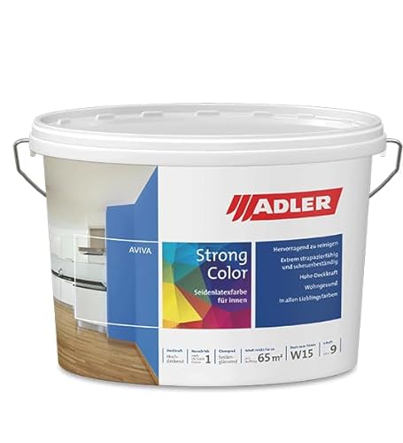 ADLER Aviva Strong-Color - 3 L - Premium Latexfarbe RAL6027 Lichtgrün - abwaschbare Wandfarbe für Küche, Bad & Flur, extrem strapazierfähig