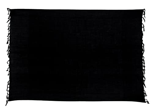 Ciffre Pareo Sarong Tuch Damen Herren - Wickelrock Strand - Strandtuch Blickdicht als Wickeltuch oder Handtuchkleid und Wickelkleid Unisex Frauen und Männer - mit Schnalle einfarbig Schwarz