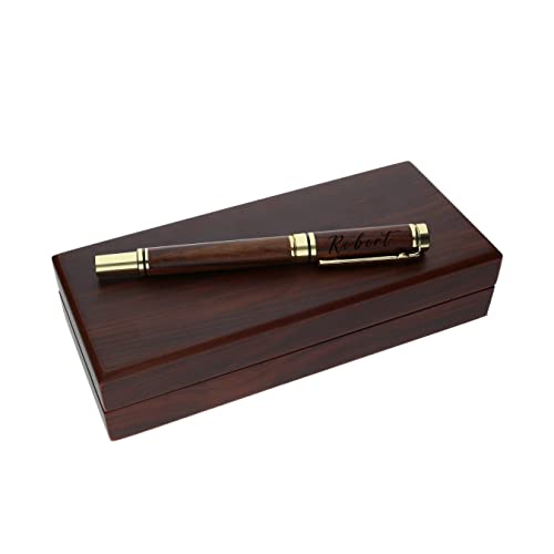 Kugelschreiber Rollerpen gold mit Gravur Wunsch-Name die Geschenkidee Stift gravur mit Holzbox