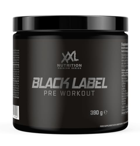 XXL Nutrition - Black Label Pre Workout Pulver - Orangenfrucht - Pre-Workout Booster mit Koffein - 390 Gramm