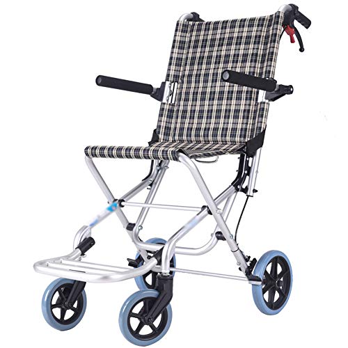 ZXGQF Leicht Rollstuhl Faltbar Aluminium, Reiserollstuhl Transportrollstuhl ergonomischer Sitz und Rückenlehne- Fußstütze und Armlehnen, für Ältere und Behinderte Wiegt Nur 6.9kg (A)