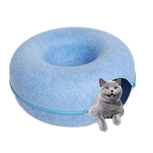 Katzenrohrbett, Filz-Katzennest, Tunnelbett für Hasen, Kaninchentunnel, Donut-Form, Filzhöhle, Katzenbett, Haustiertunnel für Katzen, Gewohnheiten, Hasen, Kätzchen, halb