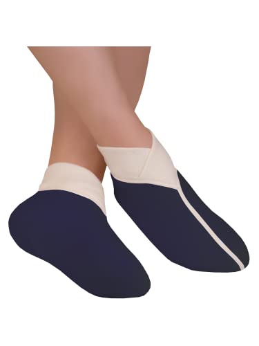 wobera Angora Fußwärmer mit weitem Einstieg für druckempfindliche Füße (Größe: 3 (41-43), Farbe: marine)