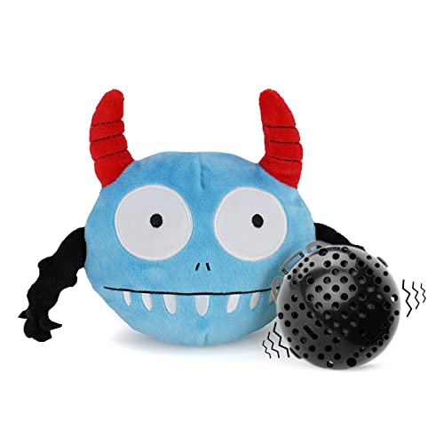 Namsan Giggle Plüsch-Hundespielzeug, interaktives Hundespielzeug, quietschendes Spielzeug mit springendem Aktivierungsball für Hunde (blaues Monster)