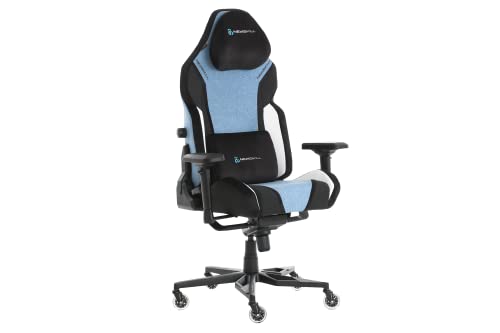NEWSKILL Banshee Gaming-Stuhl, atmungsaktiv, Premium-Stoff, viskoelastisch, Montage, Lendenverstellung, 4D-Armlehne, höhenverstellbar, EasySlide-Räder, 180 Grad, Blau
