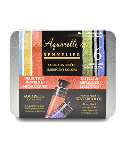 Sennelier l'Aquarelle Irisierende Farben, Pastels & Metallics Selection 6 Tuben á 10ml