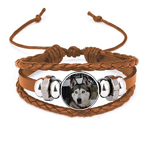 comp Armband mit Hundemotiv, Motiv: Husky, Lederschmuck