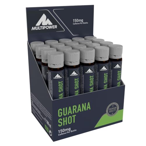 Multipower Guarana Ampullen im 20er Pack (20 Fläschchen / insg. 500 g) - Energy Gel liefert Energie zu Trainingbeginn - leckerer Energy Shot mit natürlicher Koffeinquelle - Orangengeschmack