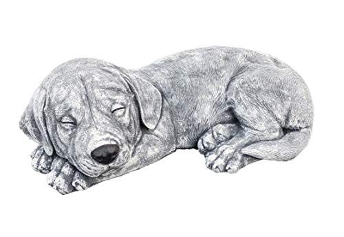 Steinfigur Hunde Welpe Labrador, Frost- und wetterfest bis -30°C, massiver Steinguss