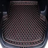 Für Mitsubishi Outlander PHEV 2016-2019 Kofferraummatten Leder Autoteppiche, rutschfeste Kratzfeste wasserdichte Allwetter Kofferraumabdeckungen Tray,D/Black-red
