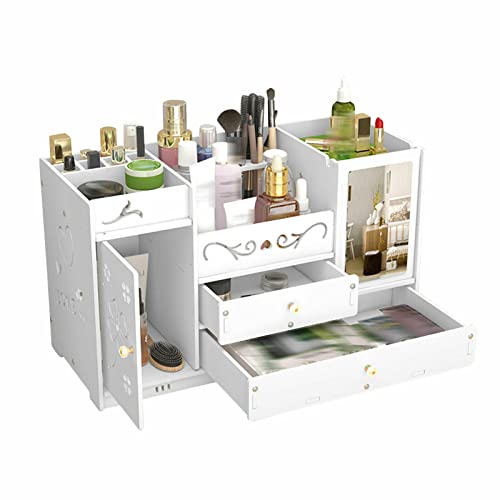 FUROMG Kosmetische Aufbewahrungsbox Kosmetikbox Make Up Organizer mit Schubladen Weiß Schmuck Box