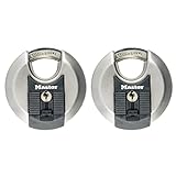 MASTER LOCK Schwerlast-Scheiben-Vorhängeschloss [Schlüssel] [Edelstahl] [Outdoor] [2er-Pack] M40EURT — am besten für Lagereinheiten, Schuppen, Garagen, Anhänger und mehr