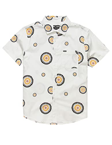 BRIXTON Charter Print Button Up Shirt, Off-white, L