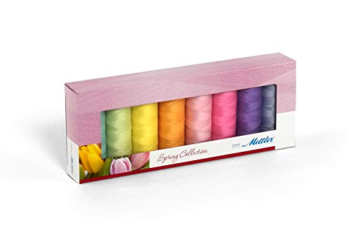 Mettler SERALON Spring-Kit 8er Nähgarnbox: Universalgarn Zum Nähen oder Sticken – 100% Polyester – 8 x 200 m, Pastellfarben