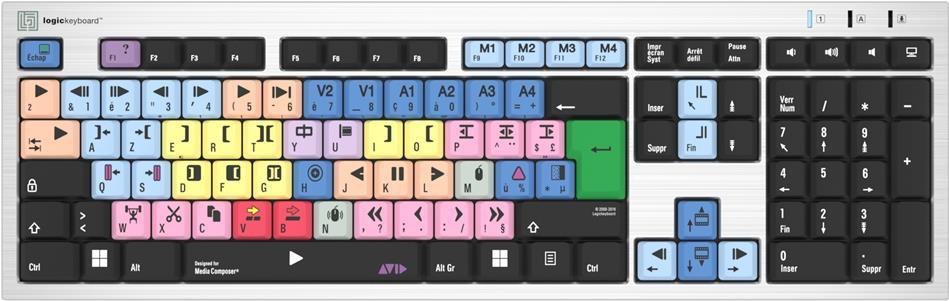 LogicKeyboard LKB-MCOM4-AJPU-FR Tastatur, Avid Media Composer (PC/Slim) Weiß/Bunt