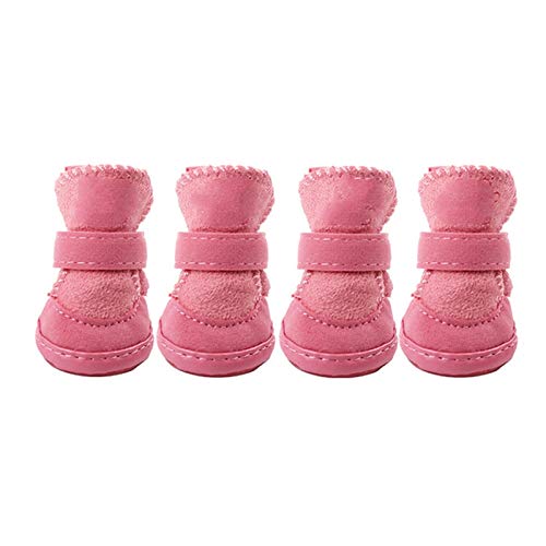 Hundeschuhe,Dog Boots Warme Haustier-Hundekatzen-Winterschuhe for Hunde rutschfeste Hundeschneestiefel Chihuahua-Schuh (Color : Pink, Size : 4)