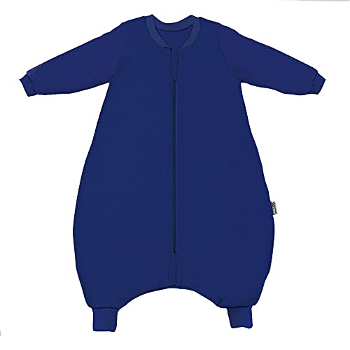 schlummersack Baby Schlafsack mit Füßen Winter 3.5 Tog 80 cm dunkelblau | Schlafsack mit Beinen für eine Körpergröße von 80-90cm | Winter Schlafsack Baby mit Ärmel