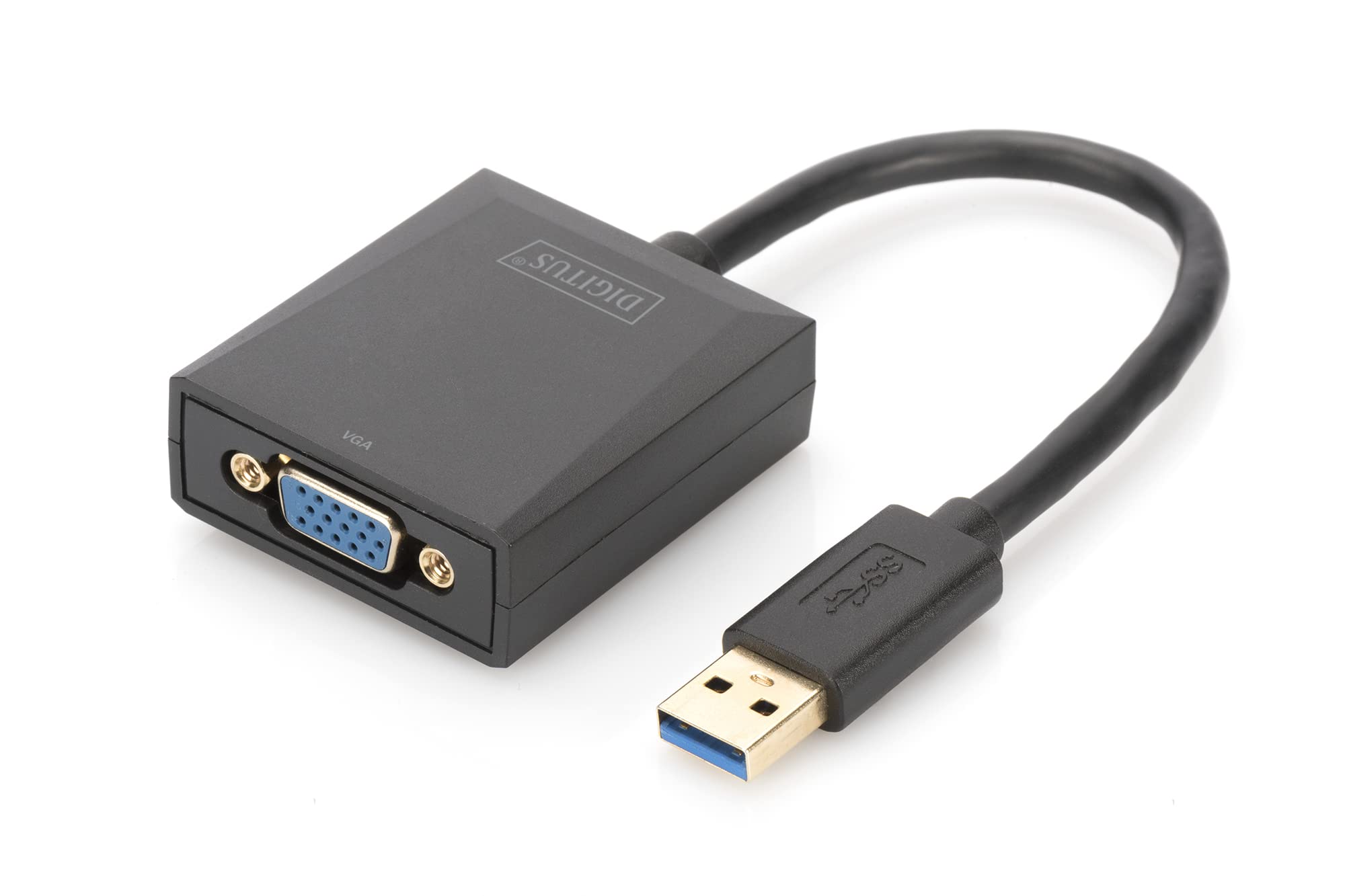 DIGITUS USB 3.0 Grafik Adapter, USB A zu VGA, Full HD, 1920x1080 Pixel, Kunststoff, Schwarz