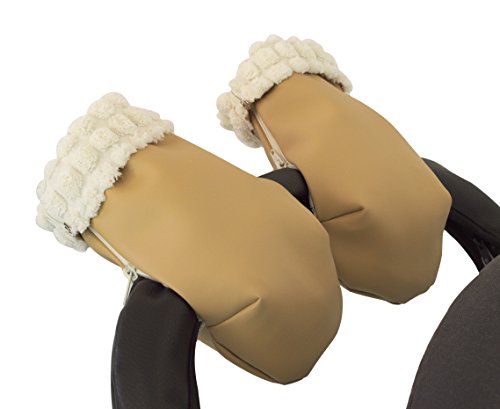 Fäustlinge Handschuhe für Kinderwagen Kinderwagen Haar extra-suave und Kunstleder. Camel