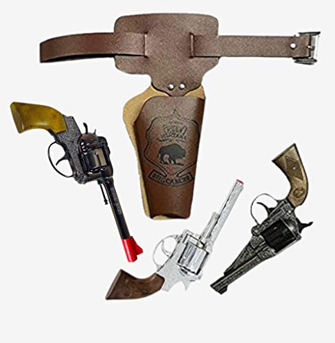 KarnevalsTeufel Wilder Westen Set für Erwachsene Gürtel-Tasche braun Pistole Cowboy-Sheriff-Set (Modell 3)