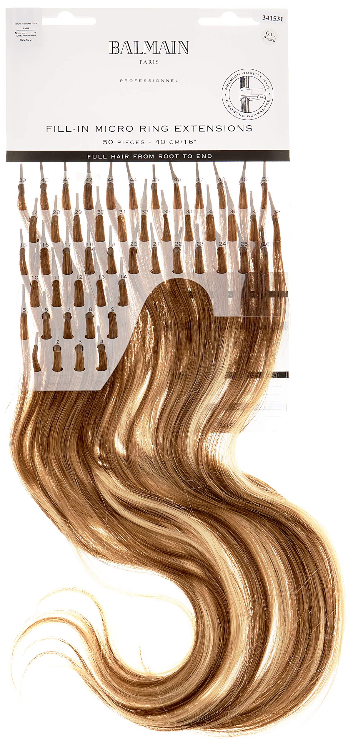 Balmain Micro Ring Extensions Human Hair 50 Stück 40 Cm Länge Farbe Very Light Gold Blonde #9.8g