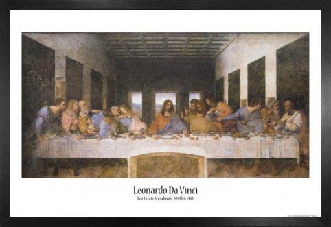 1art1 Leonardo Da Vinci Poster und MDF-Rahmen - Das Letzte Abendmahl, 1494–1499 (91 x 61cm)
