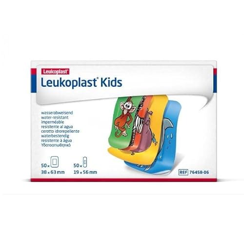 Bsn Medical 7645806 Leukoplast Kids Pflaster, 50 3,8cm x 6,3 cm und 50 1,9 x 5,6 cm Fixierpflaster