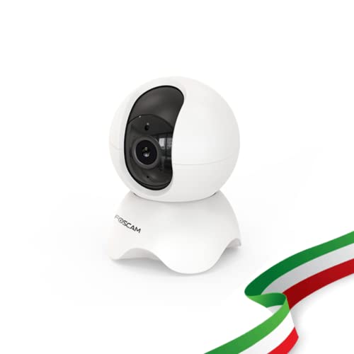Foscam X5 Motorisierte IP-Kamera für den Innenbereich, WiFi, 5 MP mit integriertem Audio, kompatibel mit Alexa und Google Home, Farbe Weiß