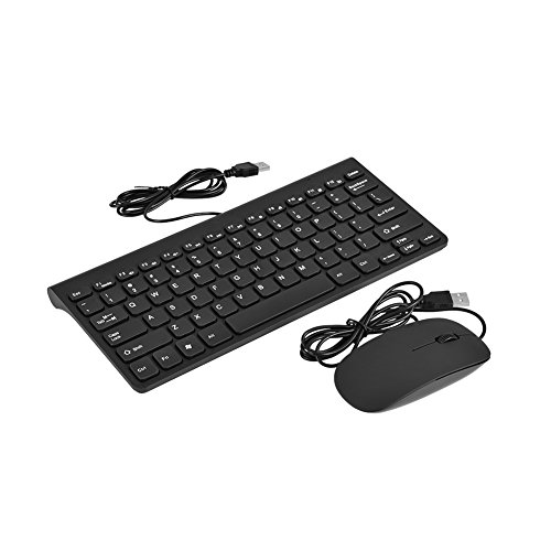 Richer-R Mini-Tastatur- und Maus-Set (kabelgebunden, kompakt, leicht, ultradünnes Design) schwarz