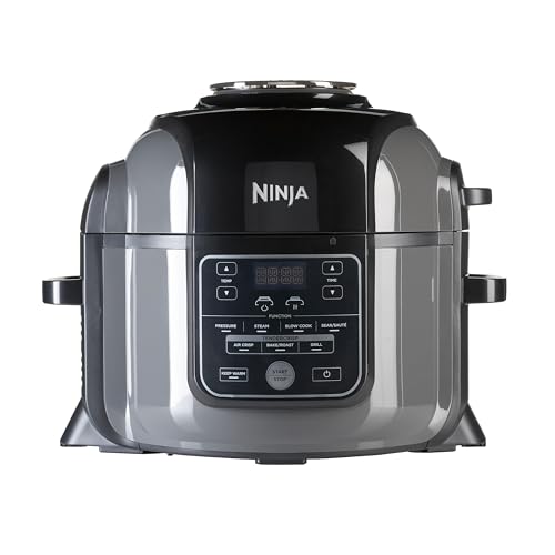 Ninja OP500EU Multi Cooker Multikocher, Brushed Stainless Ceramic Coated Cooking Pots/Plastic, Steel/Black