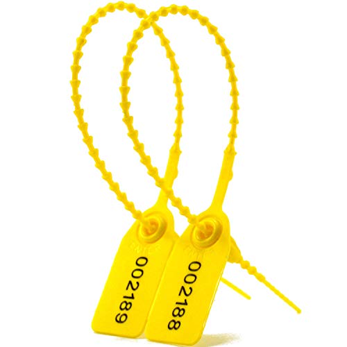 Kabelbinder, 100 Kunststoff-Manipulationssiegel, Kabelbinder for Feuerlöscher, Pull-Tite-Sicherheitsetiketten, nummerierte, selbstsichernde Einweglasche (rot) (Color : Yellow, Size : 100PCS)