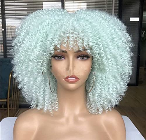 Wig For Women Short Curly Wigs with Bangs Loose Afro Hair Heat Resistant Shoulder Length Wigs Perfect for Daily (Size : 11 Style)