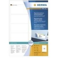 HERMA Special - Wiederverwendbare, selbstklebende, matte Adressetiketten aus Papier - weiß - 96 x 50,8 mm - 1000 Etikett(en) (100 Bogen x 10) (10307)