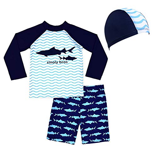 Lazzon Kinder Badebekleidung Langärmliges Badeanzug 2er Set Badeshirt Badeshorts UV-Schutz 50+ Bademode Schwimmanzug für Jungen Mädchen