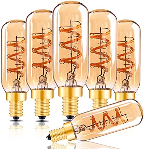 Edison Vintage Glühbirne, Grensk LED Glühbirne E14 T25 3W Warmweiss Antike Wicklung Filament LED Glühlampe, Ideal für Nostalgie und Retro Beleuchtung im Haus Café Bar - 6 Stück